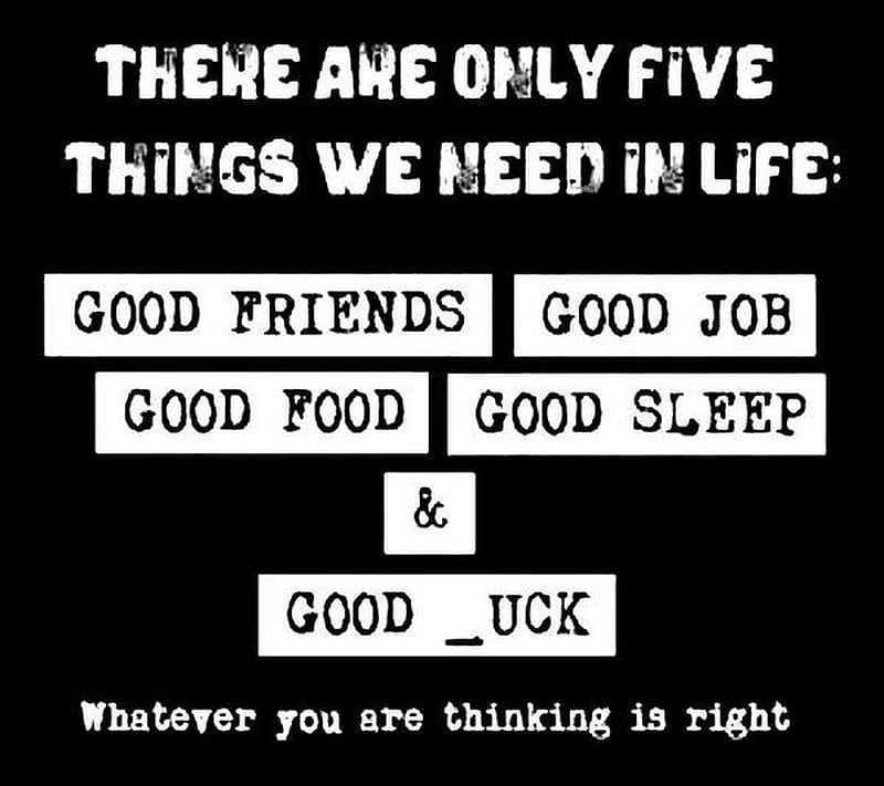 5 Things, friends, funny, good, job, life, luck, sleep, HD wallpaper