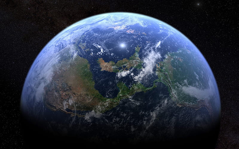 Earth, space, Eurasia, North America, Himalayas, planet, HD wallpaper