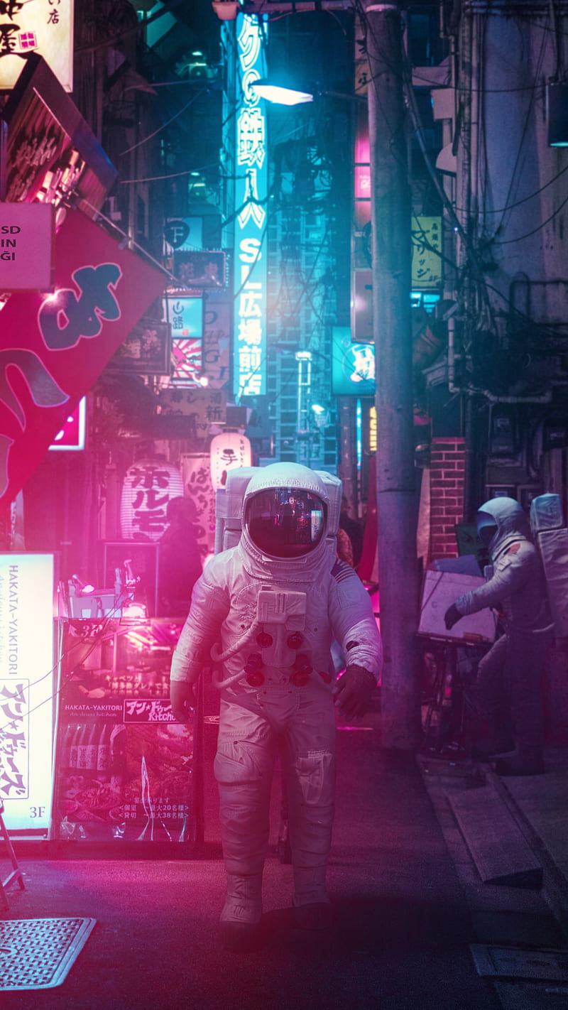 HD Cyberpunk Astronaut Wallpaper For Mobile