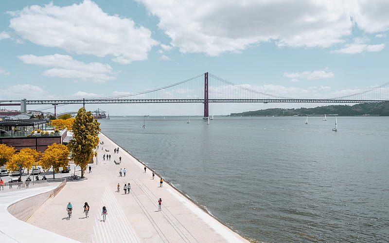 Lisbon, 25 de Abril Bridge, suspension bridge, 25th of April Bridge, Tagus, Portugal, HD wallpaper