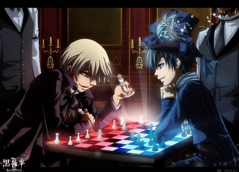 Game on..., boy, anime, chess, black hair, HD wallpaper