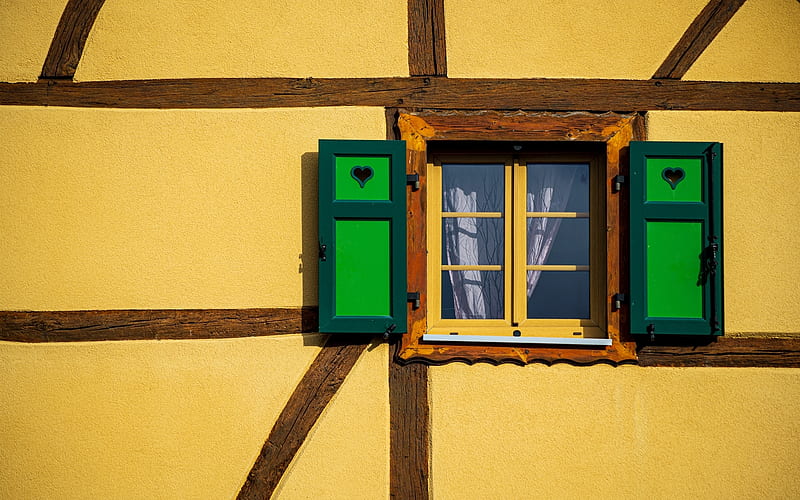 Window in France, France, house, window, Alsace, HD wallpaper