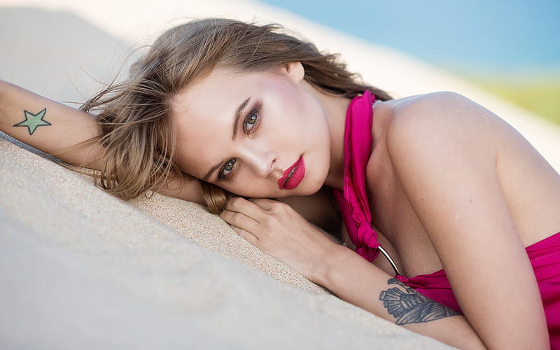 Anastasia Scheglova, beach, beauty, models, beautiful girls, HD wallpaper