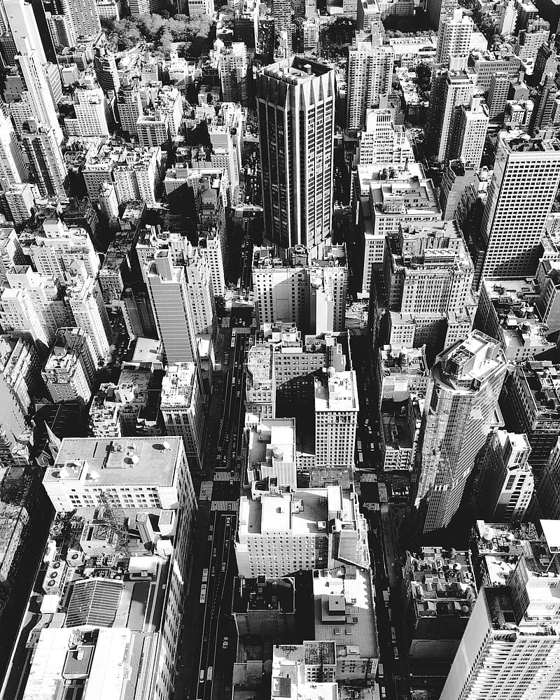 aerial grayscale graphy of buildings, HD phone wallpaper