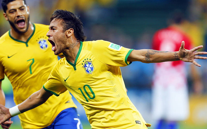 Neymar, Brazilian footballers, goal, Brazil, football, Brazilian soccer team, Neymar Jr, HD wallpaper