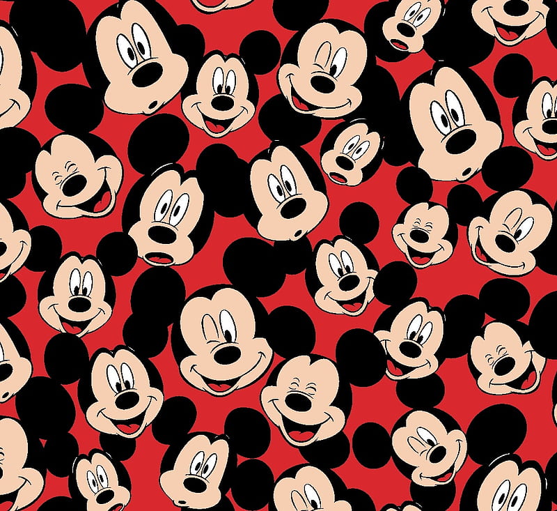 Pattern, disney, black, red, mickey mouse, texture, HD wallpaper