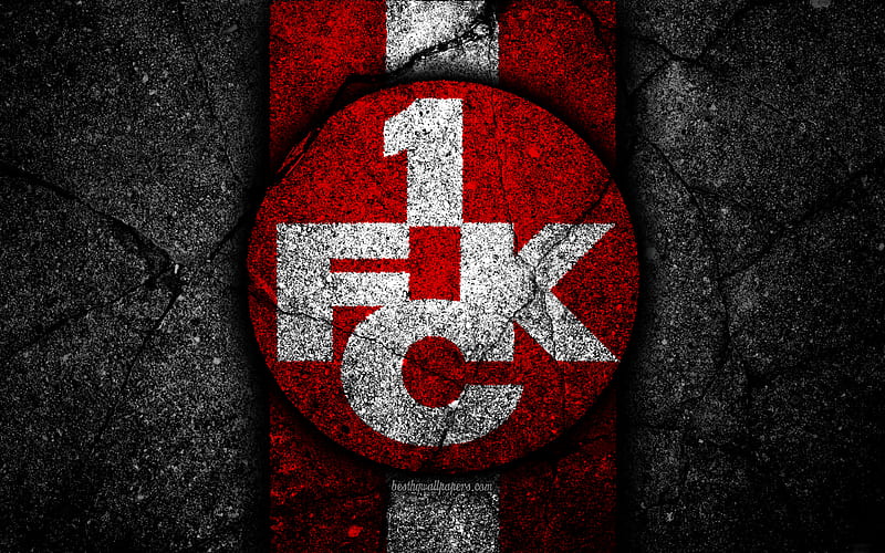 Kaiserslautern FC grunge, logo, Bundesliga 2, creative, German football team, black stone, Kaiserslautern, emblem, asphalt texture, Germany, FC Kaiserslautern, HD wallpaper