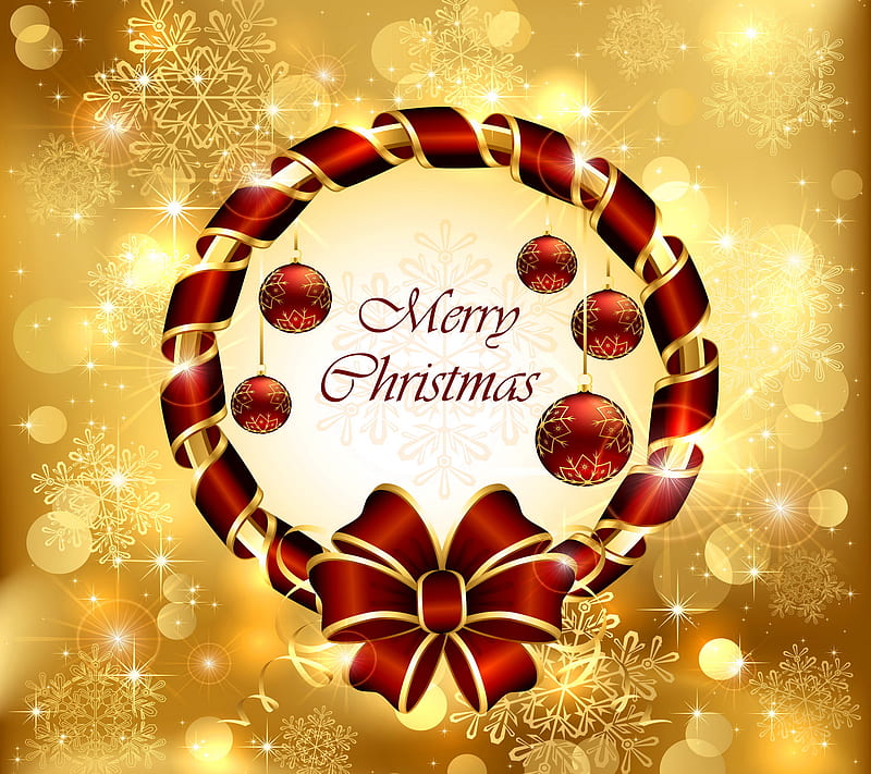 1080P free download | Merry Christmas, balls, decoration, gold, new ...