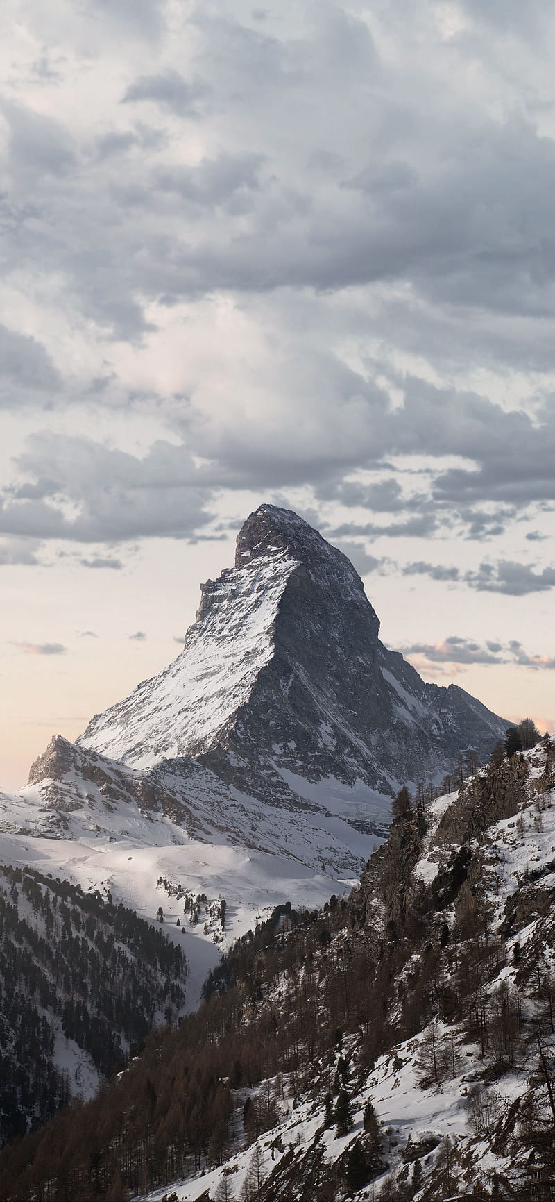 portrait display, vertical, nature, landscape, mountains, dusk, snow, Matterhorn, HD phone wallpaper