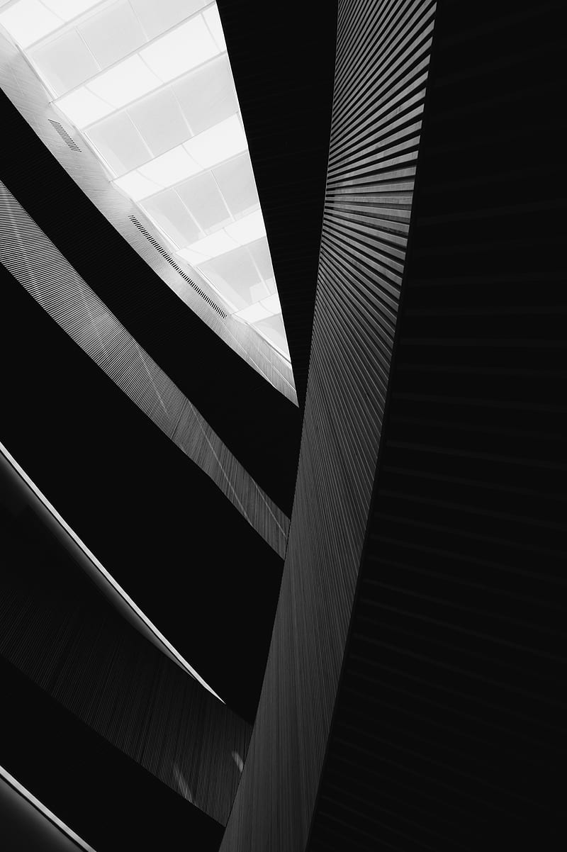 building, architecture, bottom view, black and white, bw, HD phone wallpaper