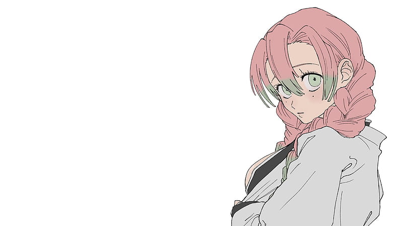 Demon Slayer Mitsuri Kanroji With Pink Hair With White Background Anime, HD wallpaper