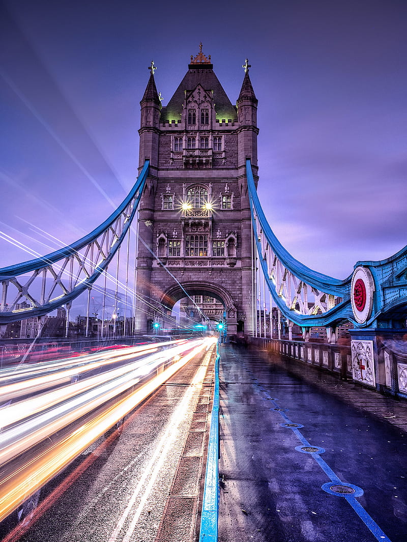 bridge, long exposure, lighting, architecture, london, HD phone wallpaper