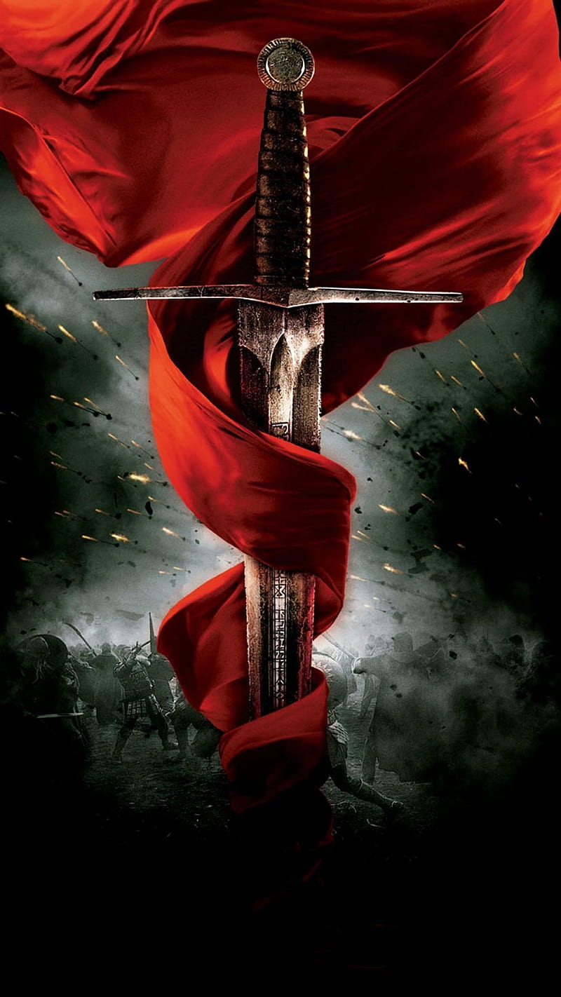 King arthur, believe, red, sword, HD phone wallpaper