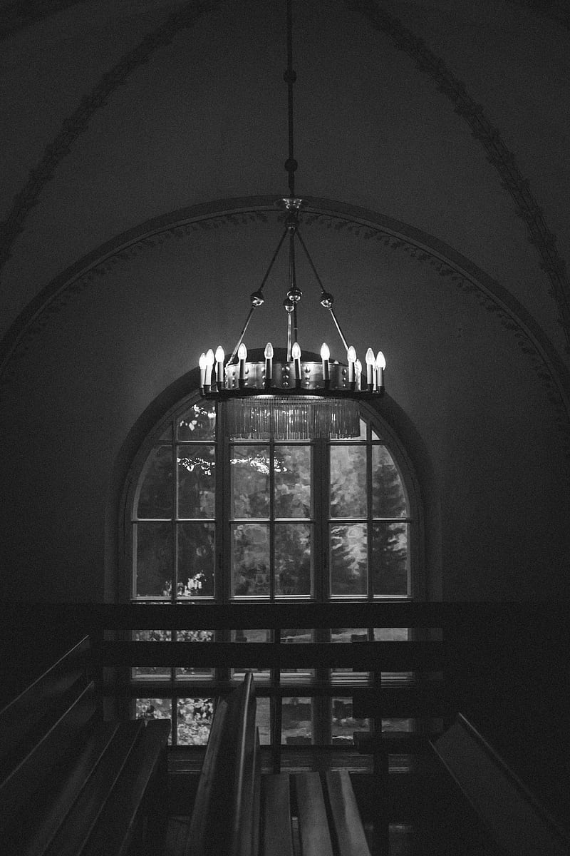 grayscale of ceiling lamp, HD phone wallpaper