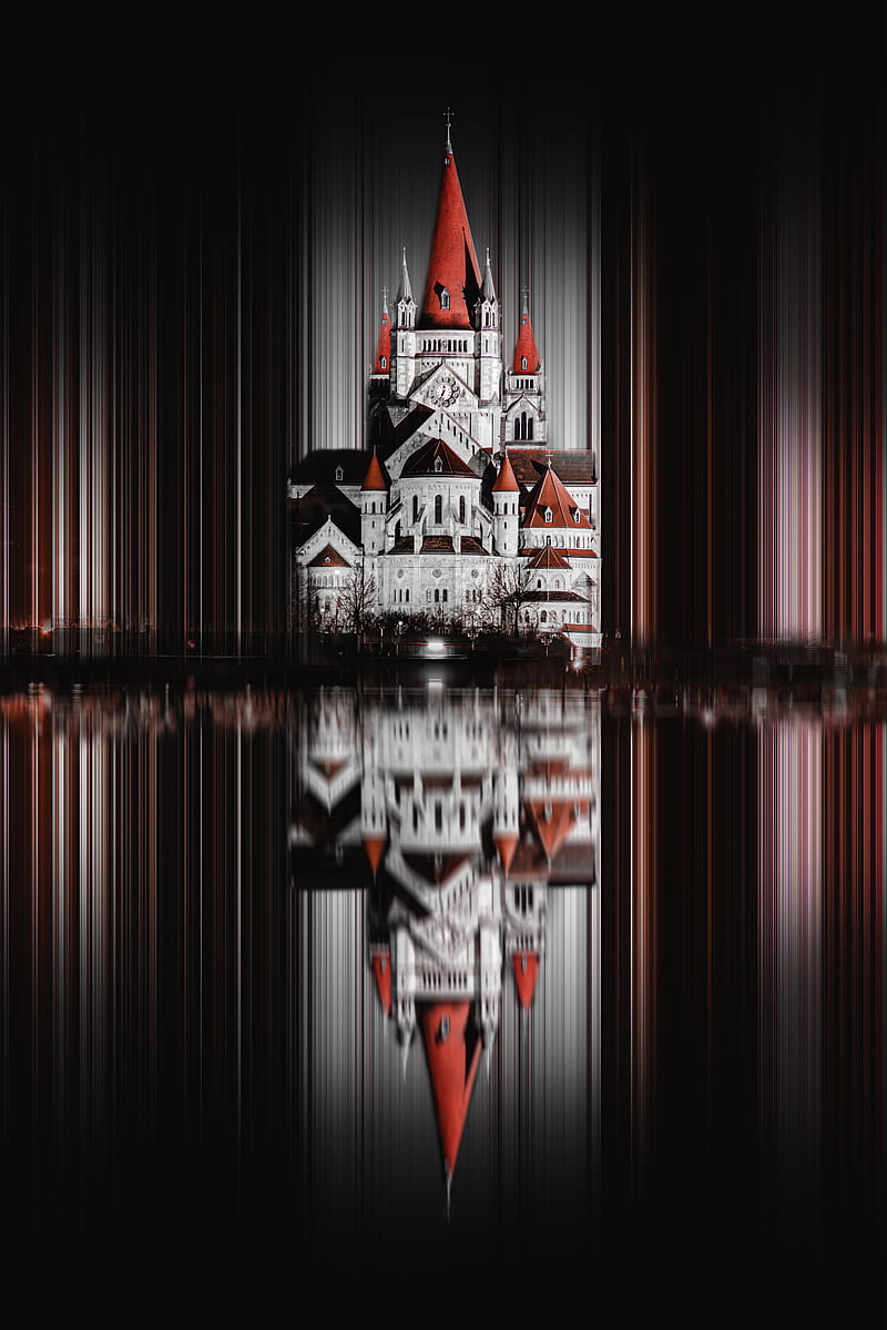 castle, palace, reflection, building, HD phone wallpaper