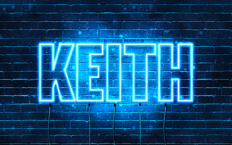 Keith with names, horizontal text, Keith name, blue neon lights, with Keith name, HD wallpaper