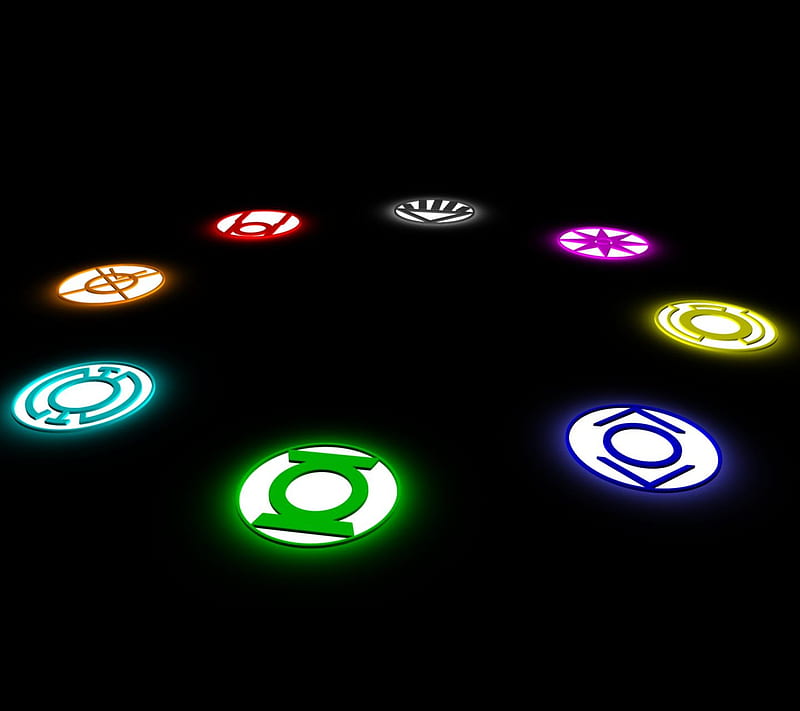 Lanterns, dc comics, green, green lantern, lantern, orange, red, yellow, HD wallpaper