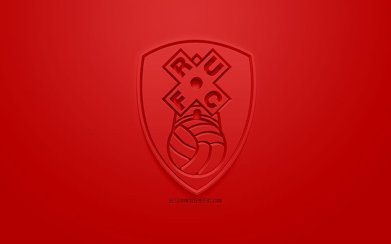 Rotherham United FC, creative 3D logo, red background, 3d emblem, English football club, EFL Championship, Rotherham, England, United Kingdom, English Football League Championship, 3d art, football, 3d logo, HD wallpaper
