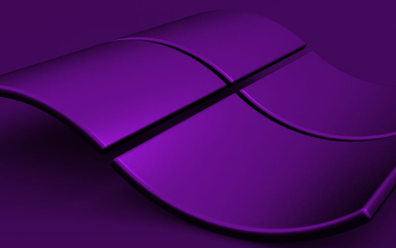 Dark Violet Windows logo, Windows 3d logo, dark Violet background, Windows emblem, Windows wave logo, Windows, HD wallpaper