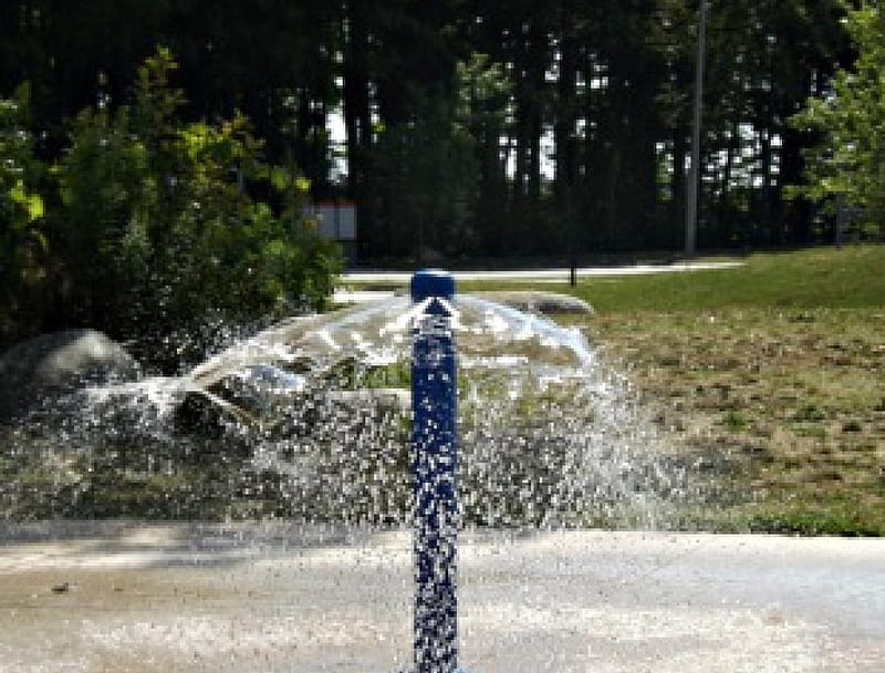 water works, summer, parks, water, sprinkler, HD wallpaper