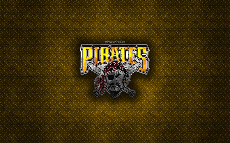 Pittsburgh Pirates, American baseball club, yellow metal texture, metal logo, emblem, MLB, Pittsburgh, Pennsylvania, USA, Major League Baseball, creative art, baseball, HD wallpaper