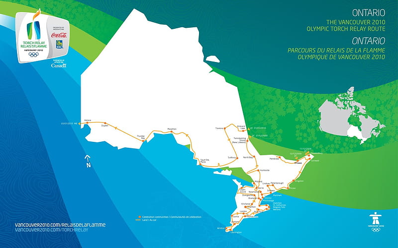 2010 Olympic torch relay route in Ontario, HD wallpaper