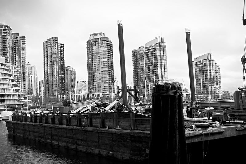 Skyscrapers in Vancouver, Vancouver, barg, Canada, Skyscrapers, False Creek, Granville Island, HD wallpaper