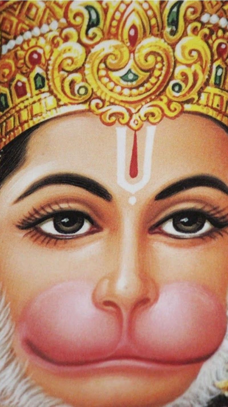 Hindu God, Lord Hanuman Face, lord hanuman, god, bajrang bali, HD phone wallpaper