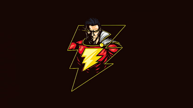 Shazam Minimal , shazam, superheroes, minimalism, minimalist, artist, artwork, digital-art, behance, dark, black, oled, HD wallpaper