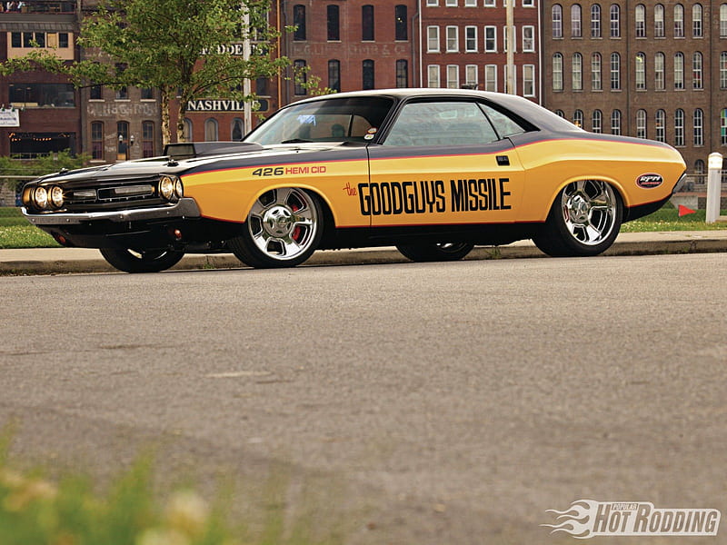 1971 Dodge Challenger, mopar, classic, 426, custom wheels, HD wallpaper