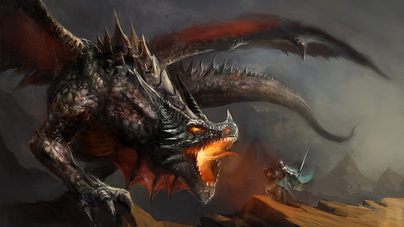 Fantasy Dragon Is Breathing Fire On Solider Dreamy, HD wallpaper