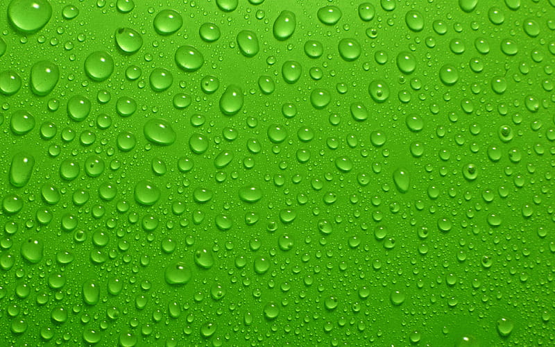 water drops, green background, spray, drops texture, water, HD wallpaper