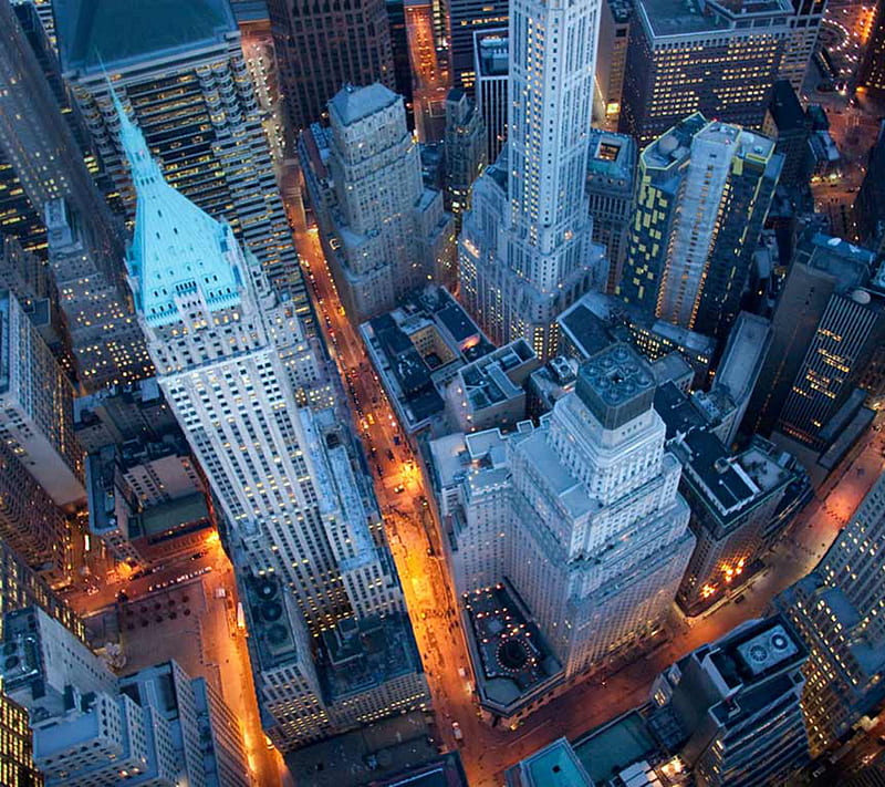 New York, above, buildings, city, downtown, ny, skyscrapers, view, HD wallpaper