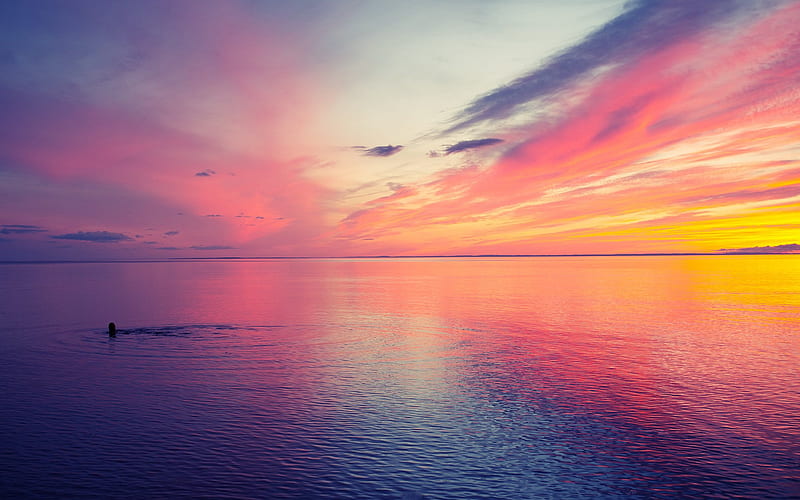 beautiful sunset at sea-landscape, HD wallpaper