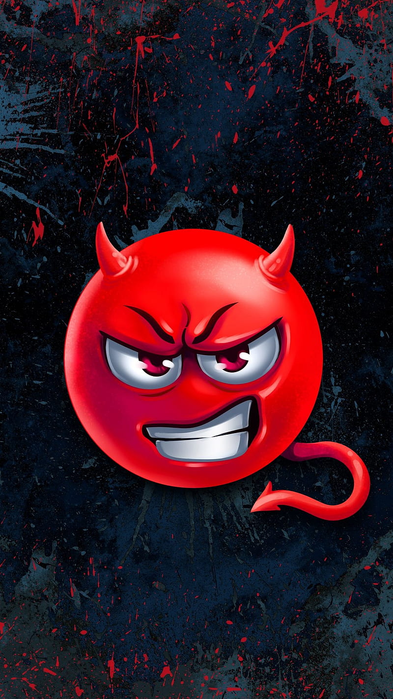 Angry devil, emoji, red devil, tail, HD phone wallpaper