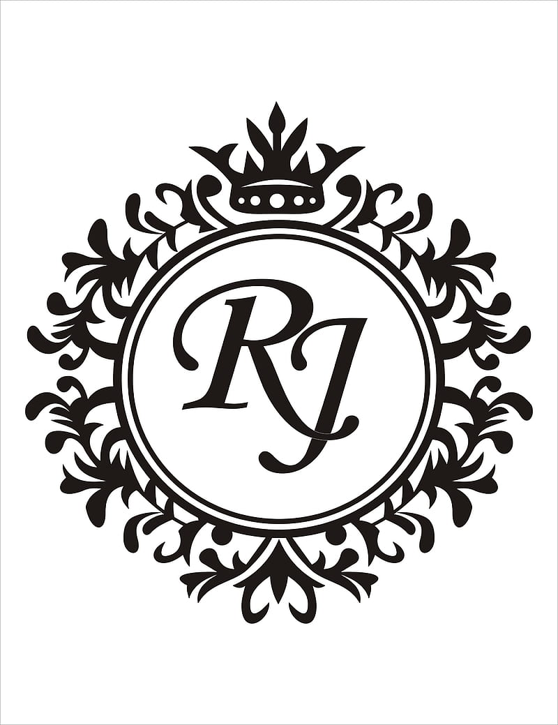 Initial logo letter RJ with golden color with laurel and wreath vector logo  for business and company identity
