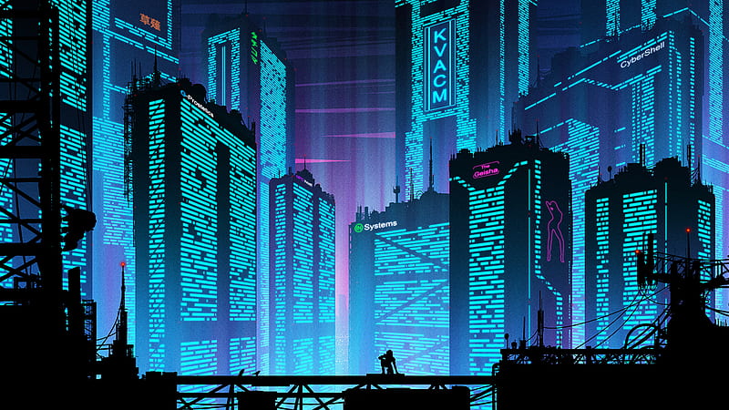 Cyberpunk Futuristic New Port City, HD wallpaper