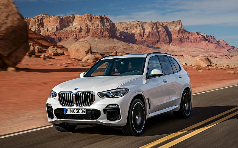 BMW X5, 2019 exterior, front view, G05, white luxury SUV, new white X5, German cars, BMW, HD wallpaper