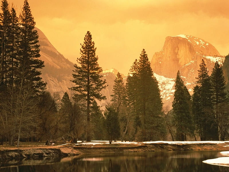 Half Dome and the Merced River Yosemite National Park California, nature, landscapes, HD wallpaper