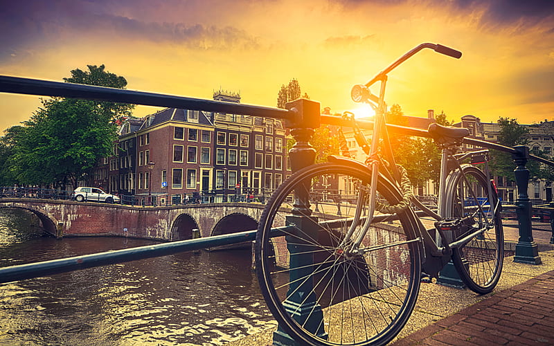 Amsterdam bicycle, Netherlands, Europe, HD wallpaper