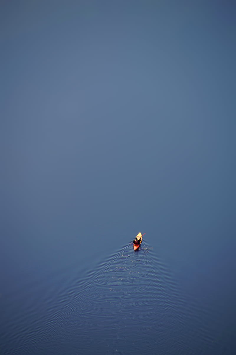 boat, canoe, aerial view, water, HD phone wallpaper