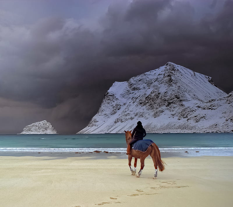 horse riding, bonito, horses winter, HD wallpaper