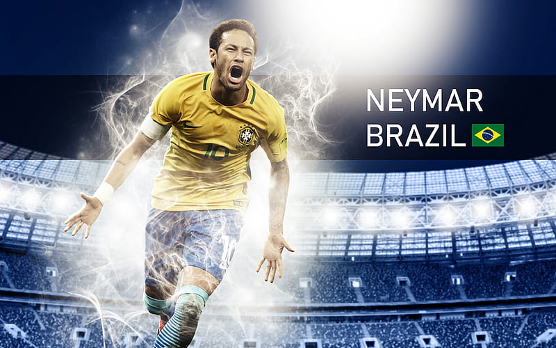 Neymar Brazilian soccer player, Brazil national football team, Captain, Neymar da Silva Santos Junior, World Cup 2018, Brazil, HD wallpaper