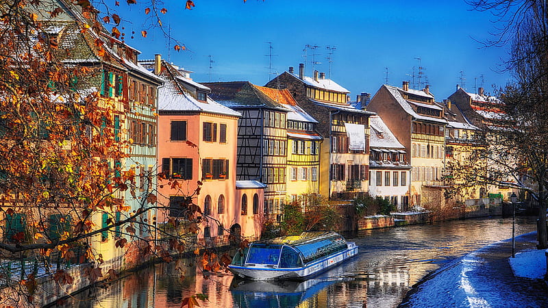 River Between House And Forest In France Strasbourg Travel, HD wallpaper