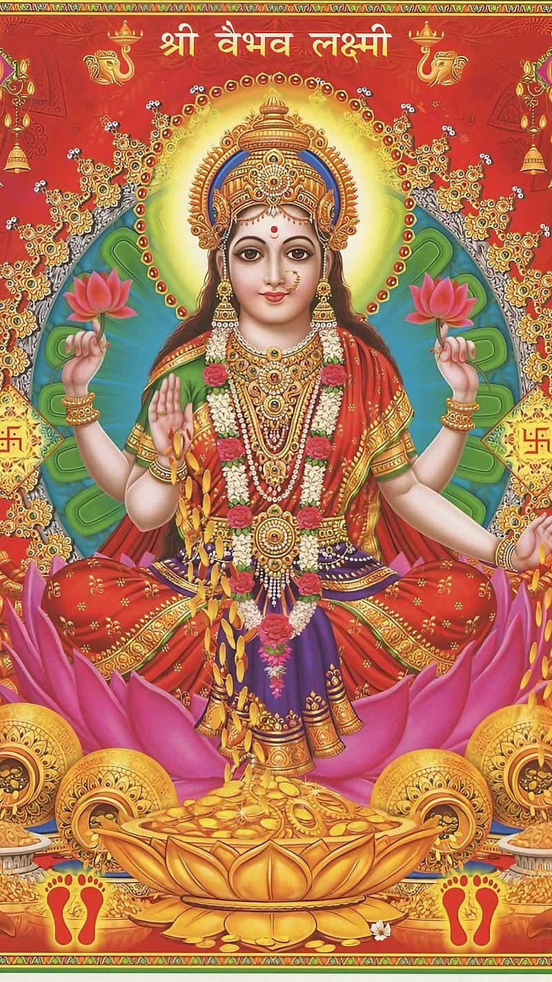 Lakshmi Ji Ka, Goddess, maa laxmi sitting on lotus, HD phone wallpaper