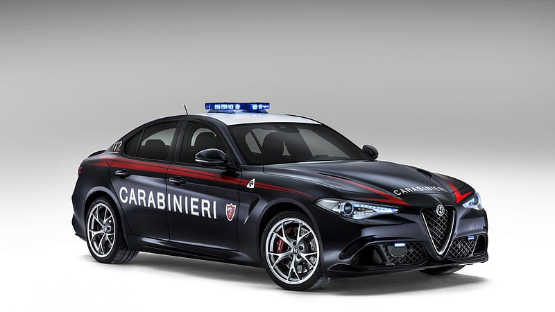 carabinieri, 2016, giulia, sedan, alfa romeo, four-leaf clover, police, HD wallpaper