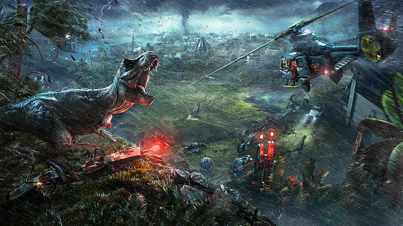 2018 Jurassic World Evolution , jurassic-world-evolution, 2018-games, games, dinosaur, HD wallpaper