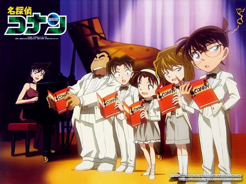 Detective Conan, Mitsuhiko, Choir, Genta, Ran Mouri, Haibara Ai, Ayumi, Cute, Piano, Music, Conan Edogawa, HD wallpaper