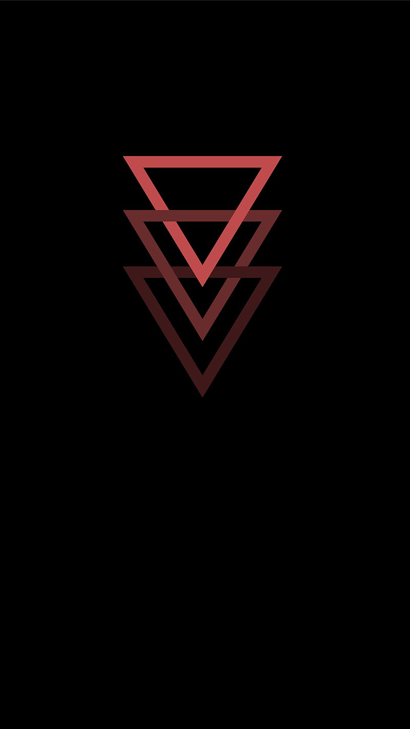 Red triangles, Aurel, Red, abstract, amoled, black, magic, minimal, triangle, HD phone wallpaper