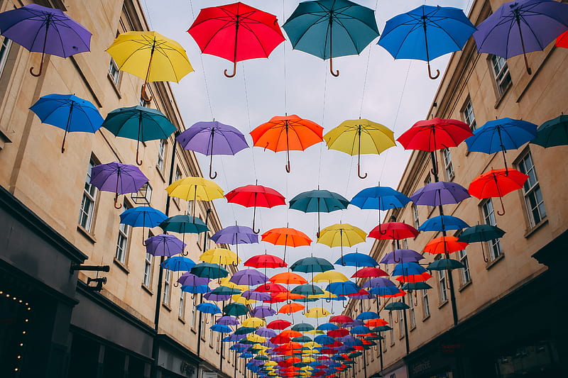 Colorful Umbrella City, umbrella, graphy, HD wallpaper